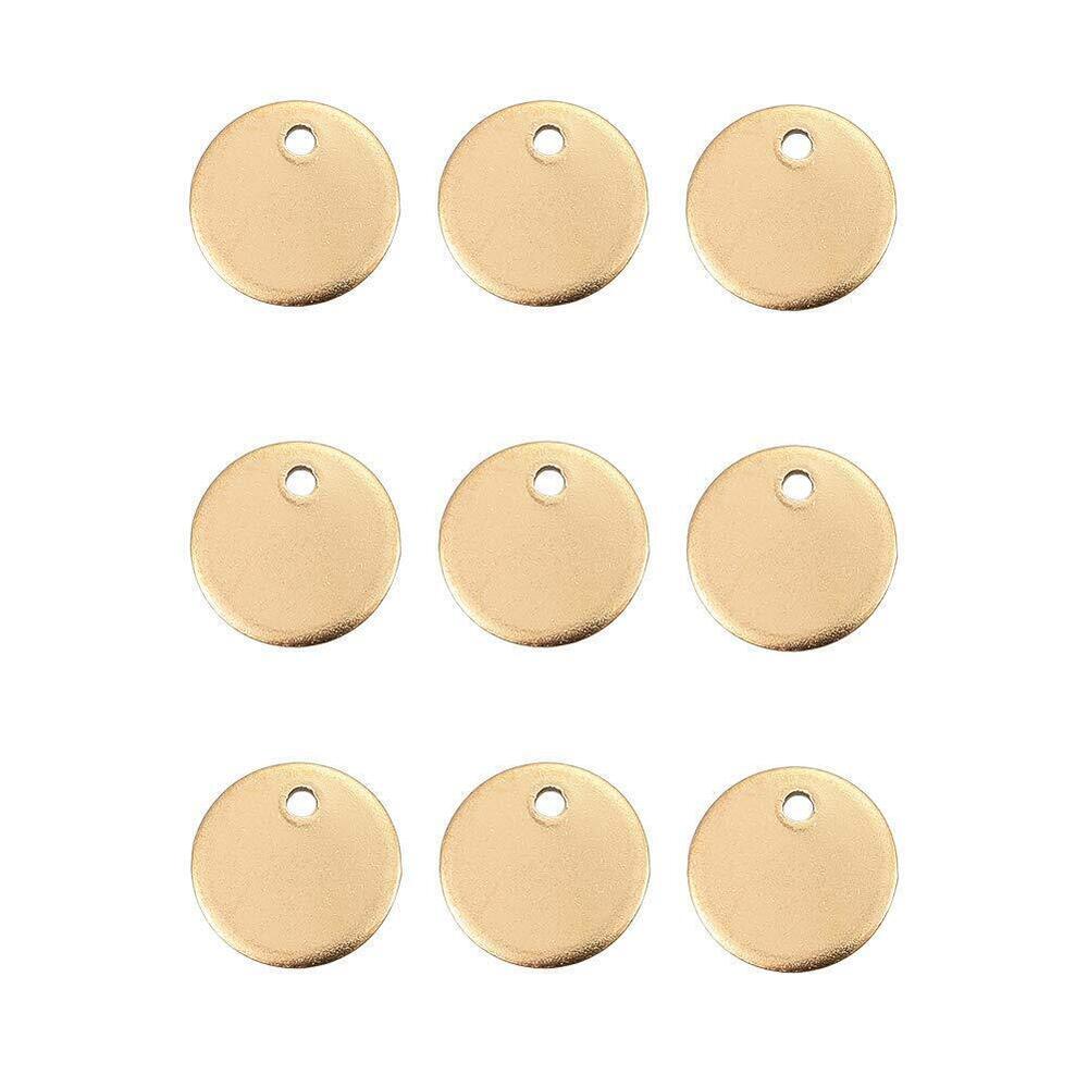 1172 100 pcs 304 Stainless Steel Blank Stamping Tag Flat Round Charms